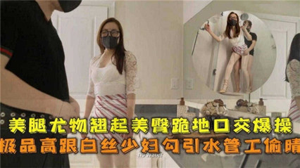极品高跟白丝少妇勾引水管工偷情，美腿尤物翘臀跪地 封面
