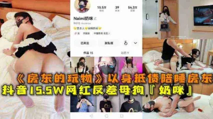 抖音155W粉丝反差婊网红母狗 奶咪 以身抵债沦为房东的性玩物 陪睡调教视频流出 封面