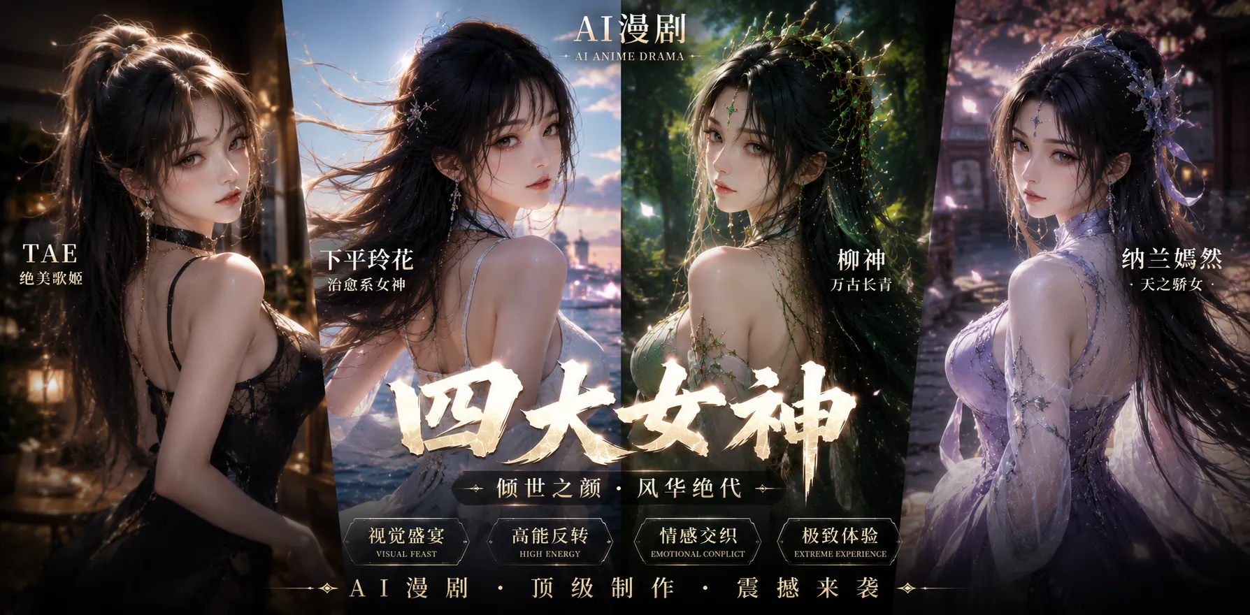 下平玲花 柳神 纳兰嫣然 TAE AI漫剧 三位巨乳美女同时主动骑乘肉棒 配合音乐节奏疯狂榨精内射