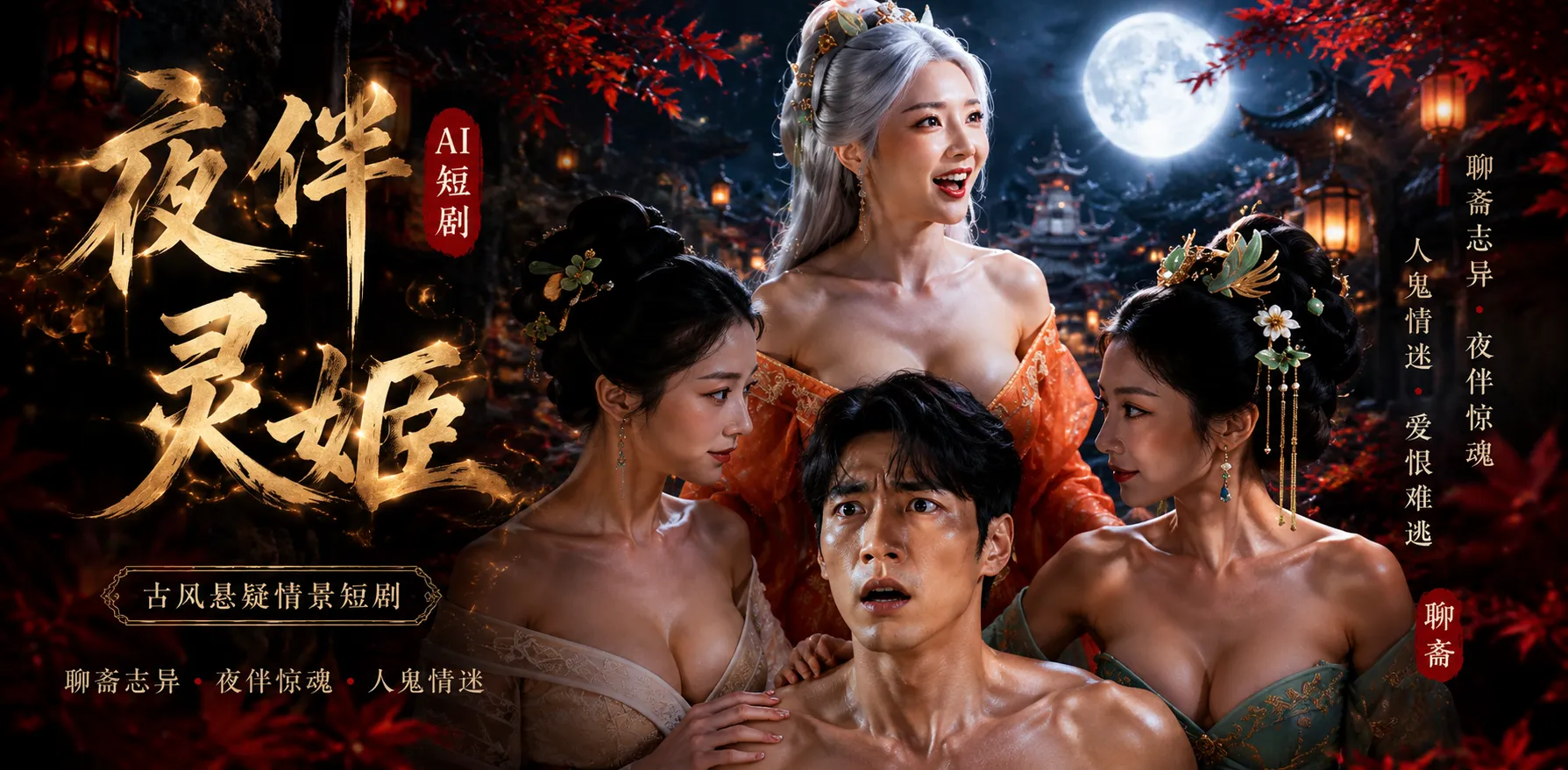夜伴灵姬 AI短剧 巨乳美女每晚用肉体服侍陪伴 深喉口交吞吐 各种姿势轮换抽插直接被榨干