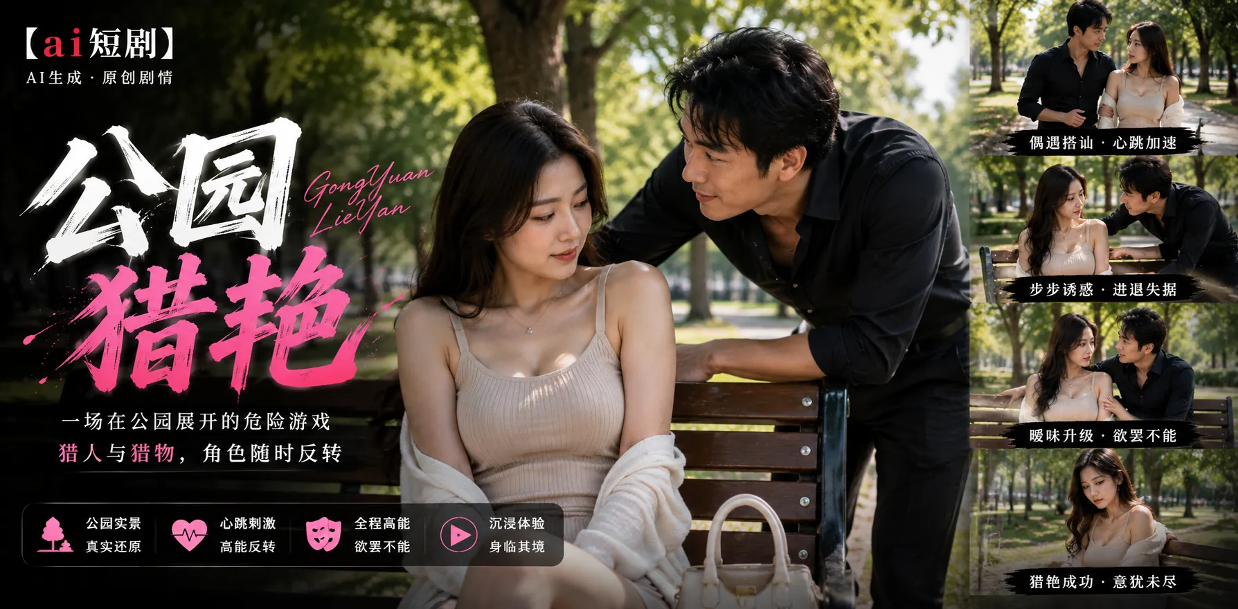 公园猎艳 AI短剧 猛男与巨乳美女在公园邂逅 一眼勾起欲火激情缠绵性爱 抱起后狠操骚逼